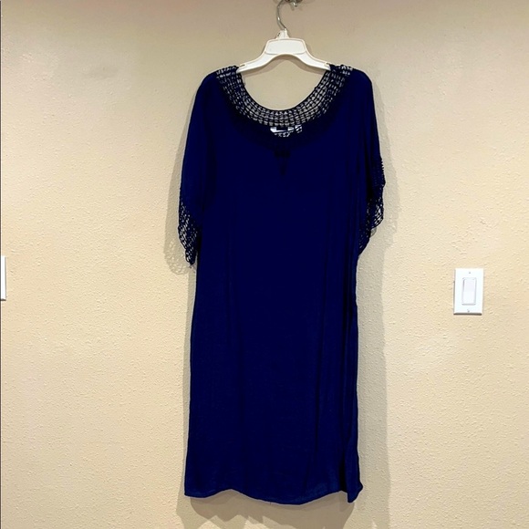 Women’s MILE GABRIELLE plus size 1X popover dress crochet trim - Picture 1 of 6